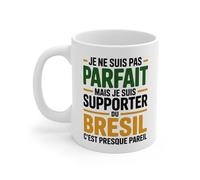 Teecustom Mug Supporter Brésil Humour - Je Ne Suis Pas Parfait - Tasse Football Brésilien - Cadeau Fan Équipe du Brésil - 325ml