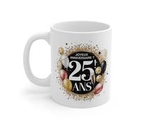 Teecustom Mug Tasse Joyeux Anniversaire 25 Ans Ballons et Champagne Idée Cadeau Chic et Festif
