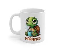 Teecustom Mug Tasse Tortue Mornings - Humeur Matinale et Caféine : Taille - 11oz Taille 11oz