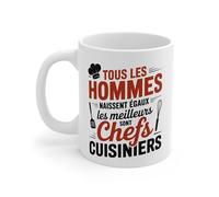 Teecustom Mug Tous les Hommes Naissent Égaux - Les Meilleurs Deviennent Chefs Cuisiniers - Tasse Humour Cuisine - Idée Cadeau Homme Passionné de Gastronomie - 325 ml