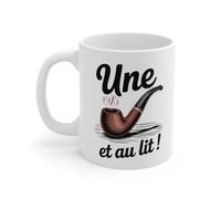 Teecustom Mug Une et au Lit - Tasse Humour Pipe Tabac - Cadeau Homme Détente Fumeur - 325ml