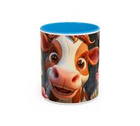 Teecustom Mug Vache Kawaii - Tasse Vache Mignonne Cartoon avec Fleurs - Cadeau Animaux Ferme Cute 325ml