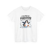 Teecustom T-shirt Pingouin Humour - T’es Pas Le Pingouin Qui Glisse Le Plus Loin - Design Mignon & Moqueur Taille L, Couleur White