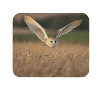 Teecustom Tapis de Souris 22x18 cm - Chouette Effraie en Vol - Champ Doré au Coucher du Soleil - Nature Sauvage & Sérénité - Surface Lisse & Base Antidérapante