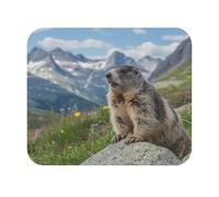 Teecustom Tapis de Souris 22x18 cm - Marmotte des Alpes - Nature Sauvage & Montagnes Fleuries - Surface Lisse & Base Antidérapante