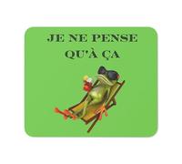 Teecustom Tapis de Souris Humoristique Grenouille Relax Je ne Pense Qu’à ça - Version Fond Vert Accessoire Original pour Bureau et télétravail Idée Cadeau