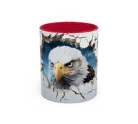 Teecustom Tasse Aigle 3D Réaliste - Mug Tête d’Aigle Effet Mur Cassé - Illustration Animal Sauvage USA 325ml