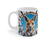 Teecustom Tasse Alien 3D Mug Extraterrestre Marrant Effet Mur Cassé Cadeau Original pour Fans de Science-Fiction et Geek (Art déco, Kangourou)