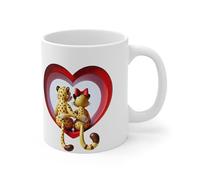 Teecustom Tasse Amour Léopards - Mug Couple Romantique Cœur Rouge - Cadeau Saint-Valentin Céramique 325ml