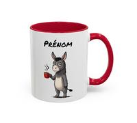Teecustom Tasse Âne avec Café - Mug Animal Humoristique Fatigue - Illustration Âne Drôle 325ml - Cadeau Original Noir Bleu Rouge (Rouge)
