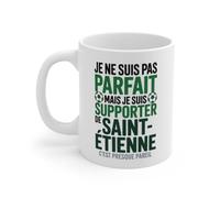 Teecustom Tasse AS Saint-Étienne Pas Parfait mais Supporter Mug Vert Humour Football