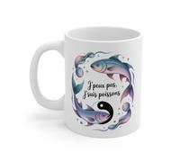 Teecustom Tasse Astrologie Poissons - Mug Zodiaque “J’peux Pas J’suis Poissons” - Cadeau Signe Eau Céramique 325ml