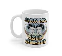 Teecustom Tasse Astrologie Poissons - Mug Zodiaque “J’Peux Pas J’suis Poissons” - Cadeau Signe Eau Céramique 325ml (Gémeaux, 325ml)