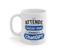 Teecustom Tasse Attends Laisse-Moi Demander à l’IA - Mug Humour Intelligence Artificielle - Cadeau Geek Homme Femme 325ml