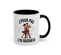 Teecustom Tasse Bachata “J’peux pas j’ai Bachata” - Mug Danse Latine Noir - Cadeau Danseur Bachata 325ml