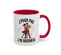 Teecustom Tasse Bachata “J’peux pas j’ai Bachata” - Mug Danse Latine Noir - Cadeau Danseur Bachata 325ml Bleu Rouge (Rouge)