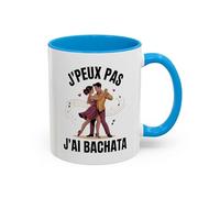 Teecustom Tasse Bachata “J’peux pas j’ai Bachata” - Mug Danse Latine Noir - Cadeau Danseur Bachata 325ml Bleu Rouge (Bleu)