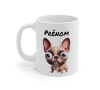 Teecustom Tasse Bichon Maltais Personnalisée avec Prénom - Mug Chien Blanc Mignon - Idée Cadeau Fan de Chiens (Bouledogue Français)
