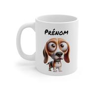 Teecustom Tasse Bichon Maltais Personnalisée avec Prénom - Mug Chien Blanc Mignon - Idée Cadeau Fan de Chiens (Beagle)
