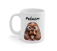 Teecustom Tasse Bichon Maltais Personnalisée avec Prénom - Mug Chien Blanc Mignon - Idée Cadeau Fan de Chiens (Cocker Spaniel)