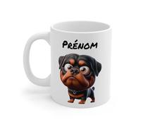Teecustom Tasse Bichon Maltais Personnalisée avec Prénom - Mug Chien Blanc Mignon - Idée Cadeau Fan de Chiens (Rottweiler)