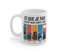 Teecustom Tasse Céramique 325 ml Ce que je fais durant mon temps libre - Mug Humour Passion Moto - Compatible Lave-Vaisselle et Micro-Ondes