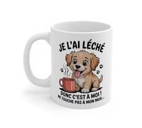 Teecustom Tasse Céramique 325 ml Chien Je l’ai léché - Mug Humour Ne Touche Pas à Mon Café - Compatible Lave-Vaisselle et Micro-Ondes