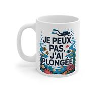 Teecustom Tasse Céramique 325 ml Je peux pas j’ai plongée - Mug Humour Plongée Sous-Marine - Compatible Lave-Vaisselle et Micro-Ondes