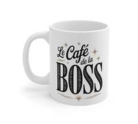 Teecustom Tasse Céramique 325 ml Le Café de la Boss - Mug Cadeau Original pour Cheffe ou Patronne - Compatible Lave-Vaisselle et Micro-Ondes