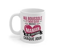 Teecustom Tasse Céramique 325 ml Ma Boussole et Mon Guide Maman - Mug Cadeau Fête des Mères - Compatible Lave-Vaisselle et Micro-Ondes