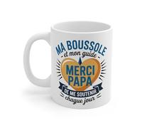 Teecustom Tasse Céramique 325 ml Ma Boussole et Mon Guide Merci Papa - Mug Cadeau Fête des Pères - Compatible Lave-Vaisselle et Micro-Ondes