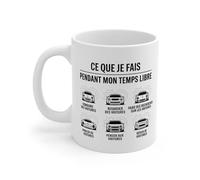 Teecustom Tasse Céramique 325ml “Ce Que Je Fais Pendant Mon Temps Libre” - Mug Humour Voitures - Cadeau Amateur Automobile Micro-Ondes & Lave-Vaisselle