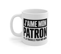 Teecustom Tasse Céramique 325ml “J’Aime Mon Patron” - Mug Humour Auto-Entrepreneur Travail - Cadeau Indépendant Micro-Ondes & Lave-Vaisselle