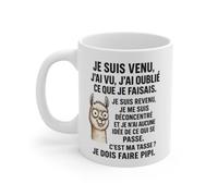 Teecustom Tasse Céramique 325ml Lama “Je Suis Venu, J’ai Vu, J’ai Oublié” - Mug Humour Bureau - Cadeau Drôle Micro-Ondes & Lave-Vaisselle
