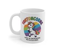Teecustom Tasse Céramique 325ml “Tontoncorne” - Comme un Tonton Normal mais en Plus Génial - Mug Licorne Arc-en-ciel - Idée Cadeau Tonton Original