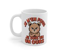 Teecustom Tasse Chat Drôle 325ml - Mug “Je m’en fous je suis un chat” - Cadeau Humour Félin - Céramique Micro-Ondes & Lave-Vaisselle (Ours)
