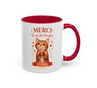 Teecustom Tasse Chat Mignon Amour “Merci Tu me Réchauffes le Cœur” - Mug Cadeau Chat Affectueux Noir Bleu Rouge