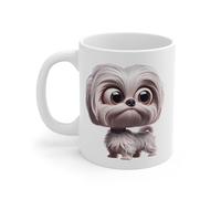 Teecustom Tasse Chien Bichon Maltais Mignon - Mug Chiot Blanc Cartoon Cadeau Fan de Pet 325ml Idée cadeau Animal pour enfant et adulte