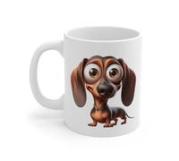 Teecustom Tasse Chien Teckel Mignon - Mug Cartoon Dachshund Chiot Rigolo Corps Long 325ml Idée cadeau pour enfant et adulte