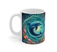 Teecustom Tasse Dauphins Vortex Océan - Mug Univers Marin Fantastique - Illustration Poétique 325ml