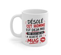 Teecustom Tasse Désolé Cet Homme Est Déjà Pris - Mug Humour Couple Amoureux - Cadeau Saint-Valentin Homme 325ml