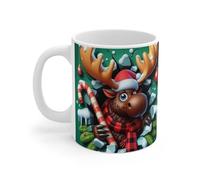 Teecustom Tasse Élan de Noël - Mug Hiver Festif Sucre d’Orge & Bonnet Rouge - Cadeau Original 325ml