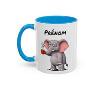 Teecustom Tasse Éléphant avec Café - Mug Animal Mignon Humoristique - Illustration Éléphant Fatigue 325ml - Cadeau Original Noir Bleu Rouge (Bleu)