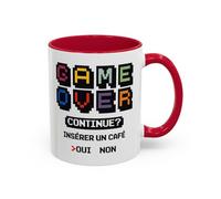 Teecustom Tasse Gamer Drôle “Game Over Continue Insérer un Café” - Mug Humour Geek Pixel Rétro - Cadeau Gamer Original