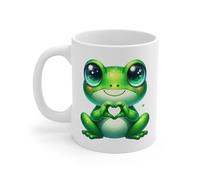 Teecustom Tasse Grenouille Cœur Mignonne - Mug Aquarelle Amour Cadeau Tendre Kawaii 325ml Idée cadeau pour enfant et adulte