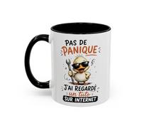 Teecustom Tasse Humoristique Bricolage - Pas de Panique J’ai Regardé un Tuto sur Internet - Mug Canard Drôle 325ml