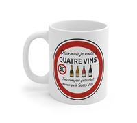 Teecustom Tasse Humoristique Vin Rouge Blanc Rosé - Mug 80km/h Quatre Vins - Cadeau Drôle Amateur de Vin Apéro 325ml