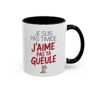 Teecustom Tasse Humour Chat Je Suis Pas Timide - Mug Phrase Drôle et Sarcastique - Cadeau Original 325ml