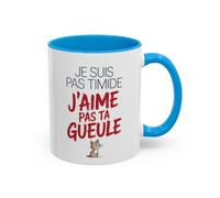 Teecustom Tasse Humour Chat Je Suis Pas Timide - Mug Phrase Drôle et Sarcastique - Cadeau Original 325ml