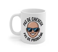 Teecustom Tasse Humour Chauve - Pas de Cheveux Pas de Problème - Cadeau Rigolo Calvitie Homme 325ml